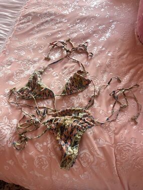 Multicolor Tie-String Bikini Set - Women Swim Bikinis